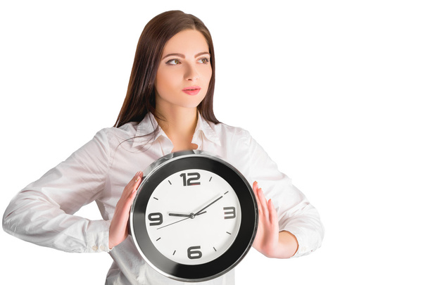 businesswoman holding  clock - Foto, Imagen