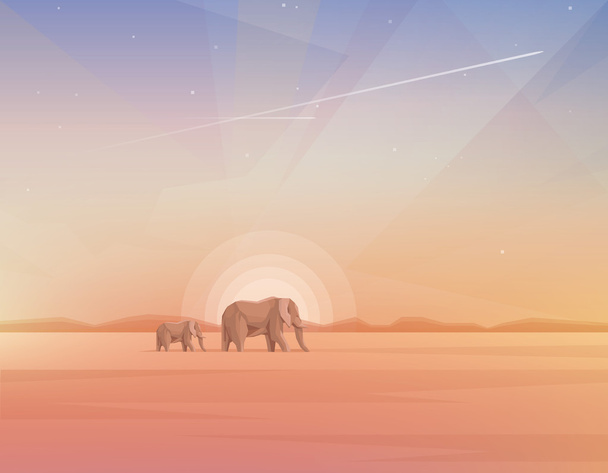 Éléphants voyage à travers le désert
 - Vecteur, image