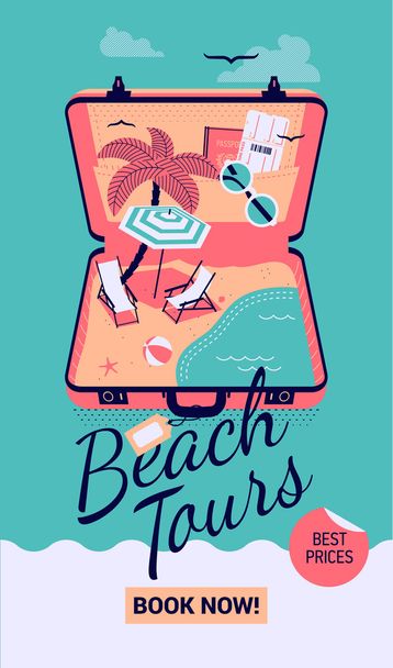 beach tours web banner - Вектор,изображение