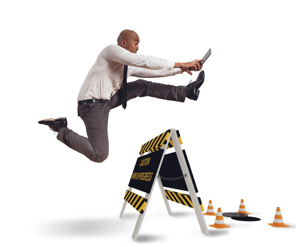 Distracted businessman jumping - Photo, Image