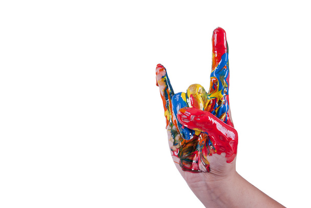 Colorato gesto delle corna della mano
 - Foto, immagini