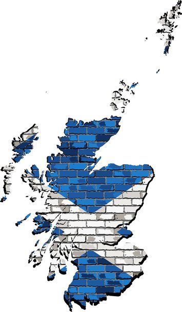 レンガの壁にスコットランド地図 - ベクター画像