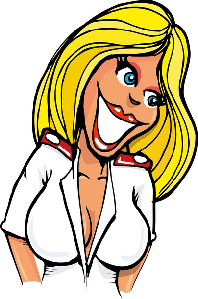 Мультфильм медсестры с большой улыбкой и большой грудью
 - Вектор,изображение