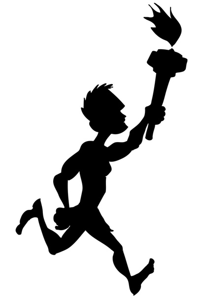 Silueta atleta olímpico corriendo con llama
 - Vector, imagen