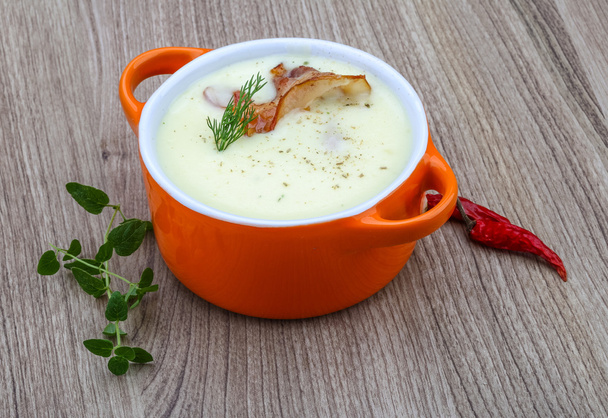 Sýrová polévka se slaninou - Fotografie, Obrázek