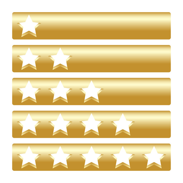 Golden bar with five rating stars. - Vector, Image