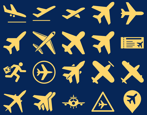 conjunto de ícone de aviação
 - Vetor, Imagem