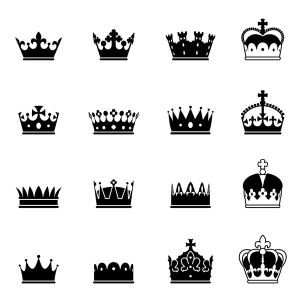 Vector Crown Icons Set - Вектор,изображение