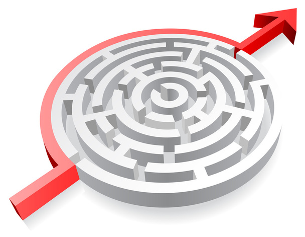 Vector 3D Round Red Maze Avoided - Vector, Image