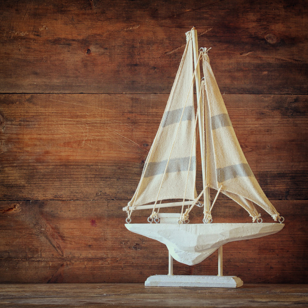 wooden white sailing boat - Фото, зображення