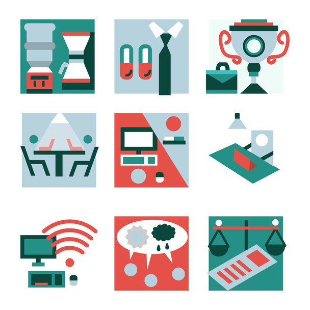 Flat color vector icons for co-working - Wektor, obraz