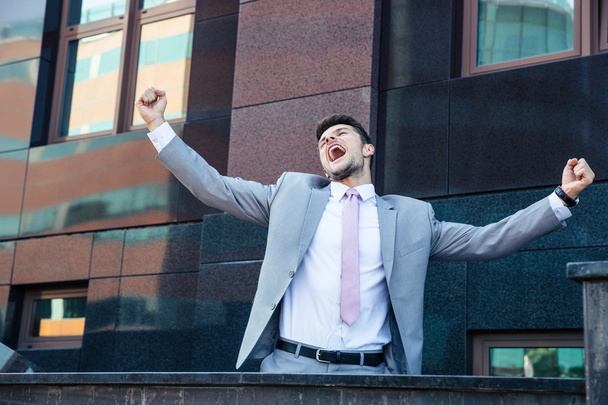 Businessman celebrating his success outdoors - Fotografie, Obrázek