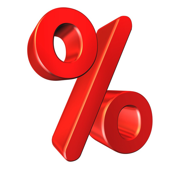 Rode procentteken geïsoleerd op witte achtergrond - Foto, afbeelding