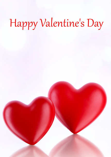 Red hearts on light background - Photo, Image