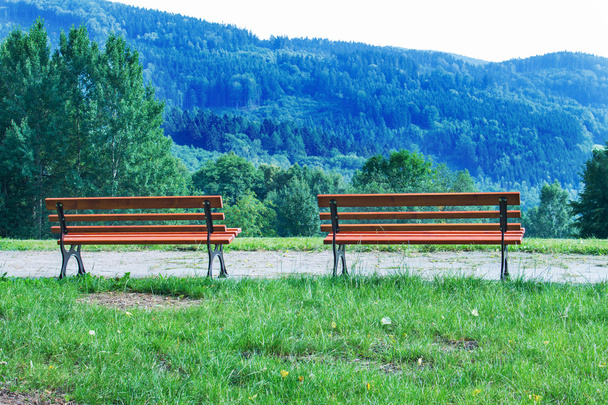Parková lavička v ranním světle - Fotografie, Obrázek