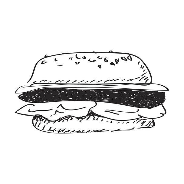 Simple doodle of a burger - Vector, Image