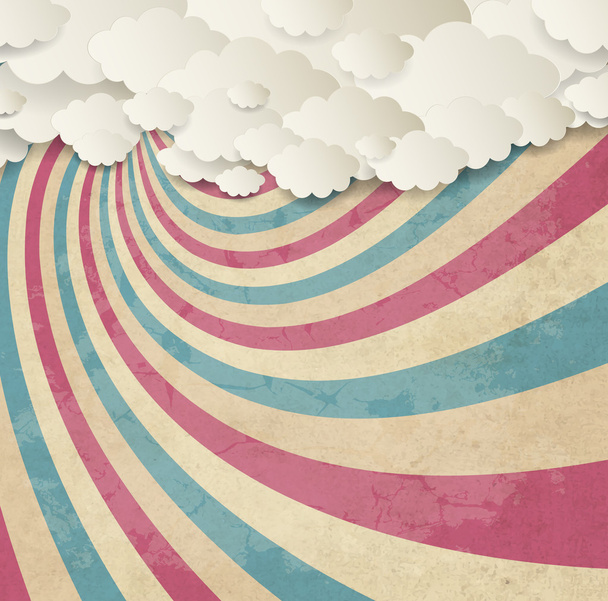 Vintage Background With Clouds - Vector, Image