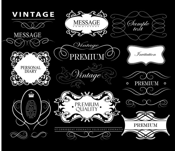 Set of hand-drawing calligraphic floral design elements. - Vector, Image
