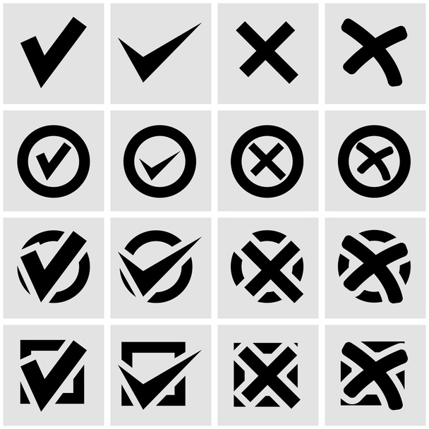 Conjunto de iconos de marcas de verificación Vector negro
 - Vector, imagen