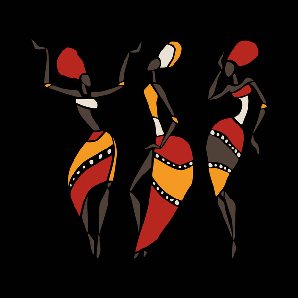 アフリカのダンサーたちのシルエット セット. - ベクター画像