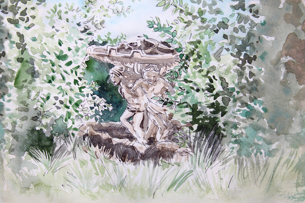 fountain in Villa Sciarra Illustration - Photo, Image