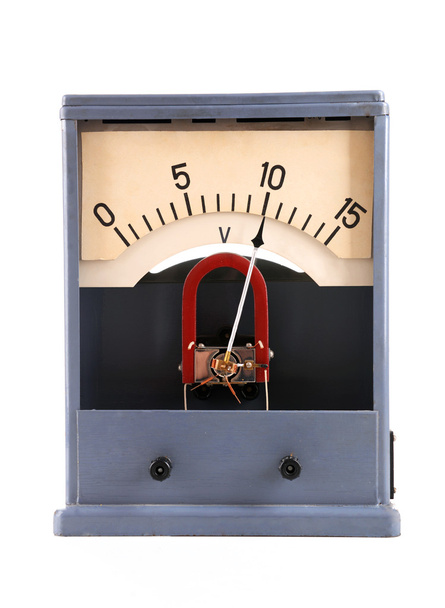 Vintage voltmeter isolated on white - Foto, afbeelding