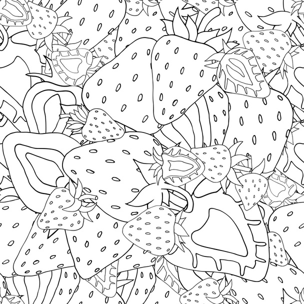 Seamless pattern Set of monochrome strawberries - Вектор, зображення
