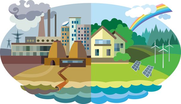 Загрязнение окружающей среды и защита окружающей среды
 - Вектор,изображение