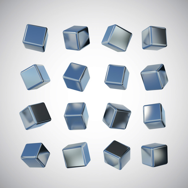 Cubo de acero inoxidable 3D
 - Foto, imagen