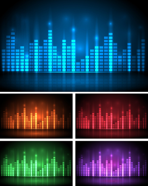 Colored music spectrum set - Vector, Image