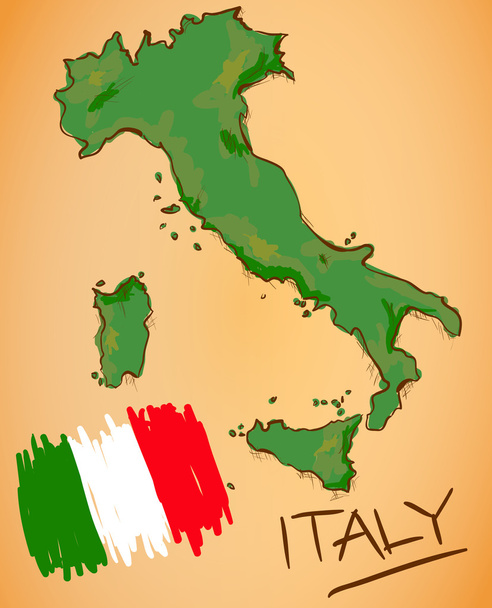 Itália Mapa e Bandeira Nacional Vector
 - Vetor, Imagem