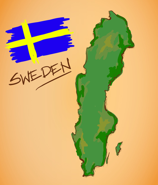 Mapa Szwecji i Flaga narodowa wektor - Wektor, obraz