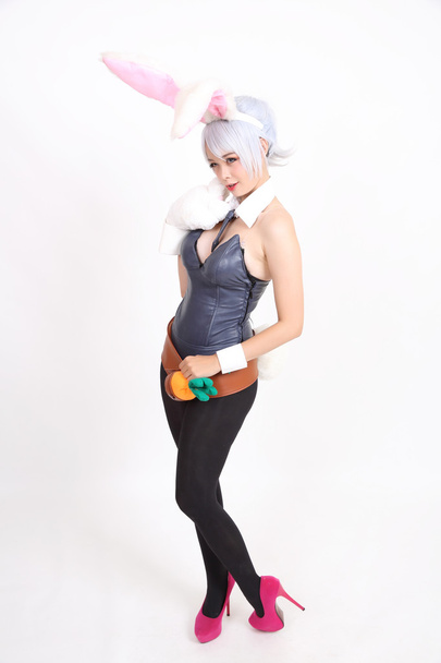Bunny girl isolated in white background - Φωτογραφία, εικόνα