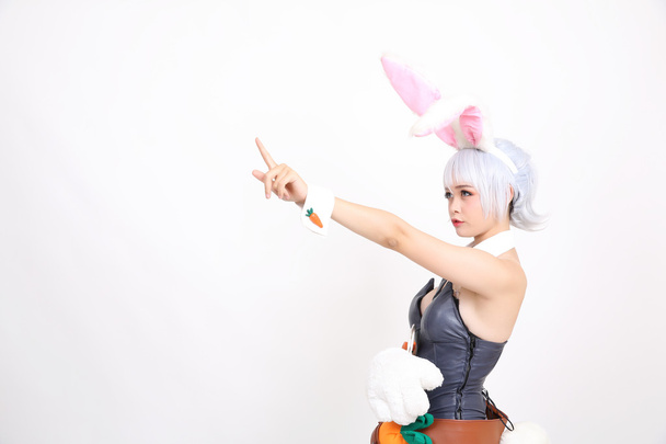 Bunny girl isolated in white background - Foto, Imagen
