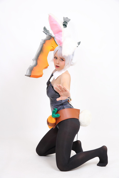 Bunny girl isolated in white background - 写真・画像