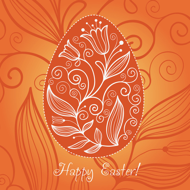 Easter egg with floral elements - Vector, afbeelding
