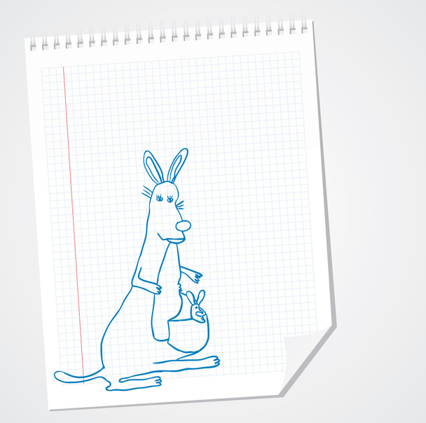 Mère kangourou avec son bébé doodle
 - Vecteur, image