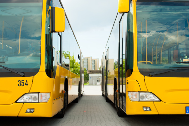 Busses parking in row on bus station or terminal - Photo, Image