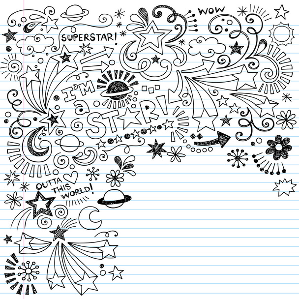σούπερ σταρ δείκτη μελανώδης σκαρίφημα doodles διάνυσμα - Διάνυσμα, εικόνα