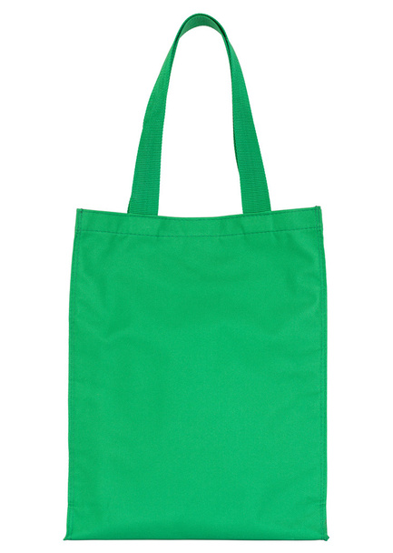 Green shopping fabric bag isolated on white - Photo, Image