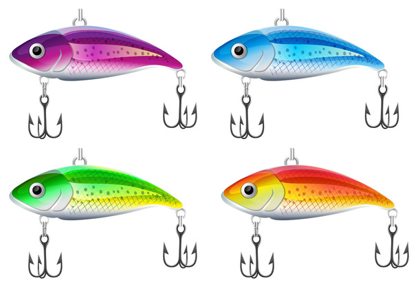 Set of fishing lures - Vector, Image