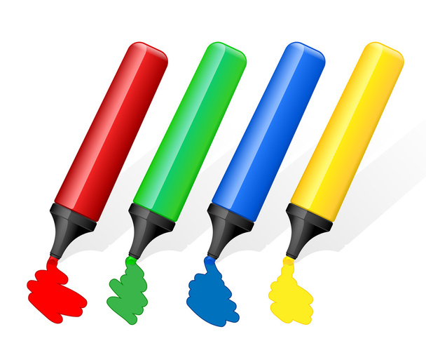 Four colored markers - Vector, Imagen
