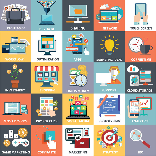 colorful business, marketing and finance concepts - Vector, imagen