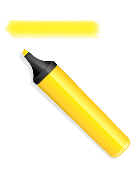 Sayfada sarı fosforlu kalem - Vektör, Görsel