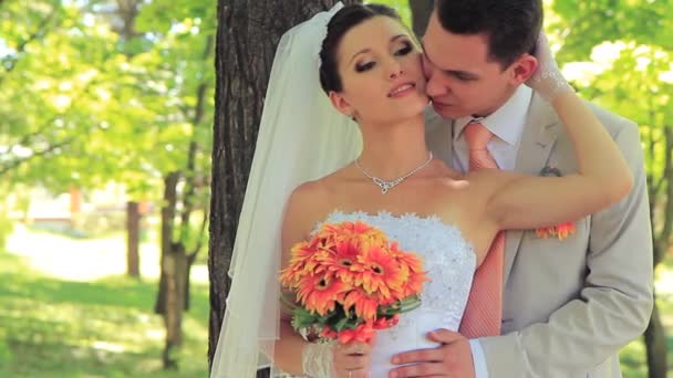 Nowożeńcy w parku - Materiał filmowy, wideo