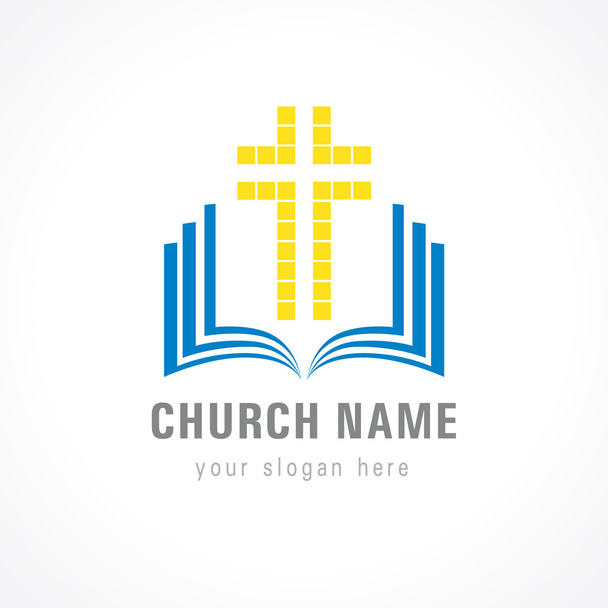 Kerk cross Bijbel logo - Vector, afbeelding