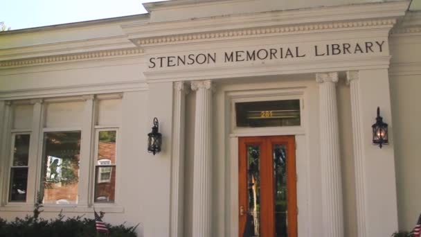 stenson Gedenkbibliothek Gebäude und Uhr - Filmmaterial, Video