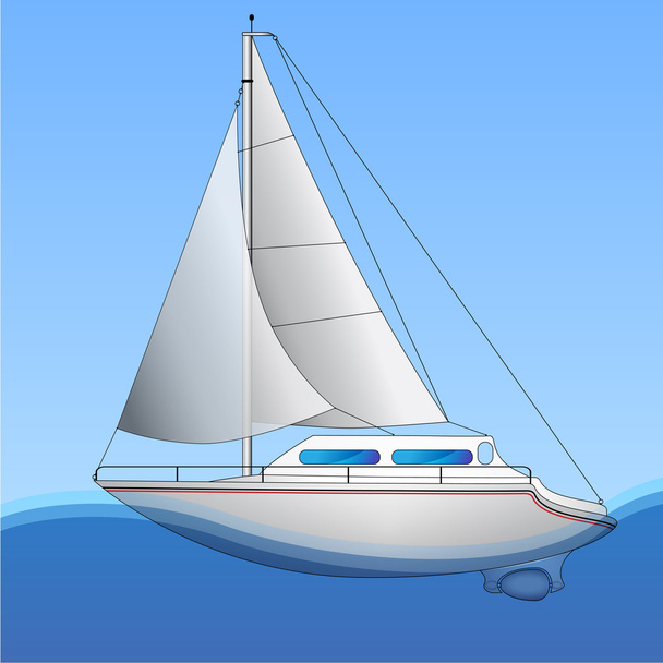 Beautiful Sailing Boat Illustration - Vector, Image