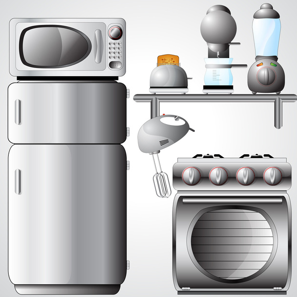 Beautiful Kitchen Appliances Illustration - Vector, Image