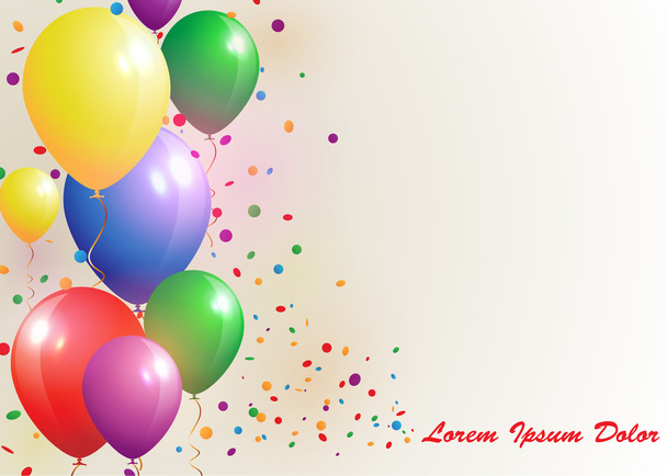 Beautiful Vector Balloons Background with Confetti - Vector, Image